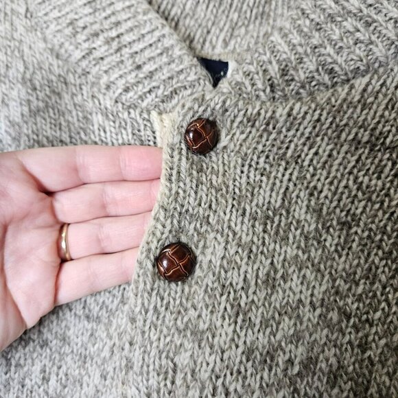 Boathouse Row Vintage Mens Wool Knit Henley‎ Fishermans Sweater Classic Beige XL - Picture 9 of 14